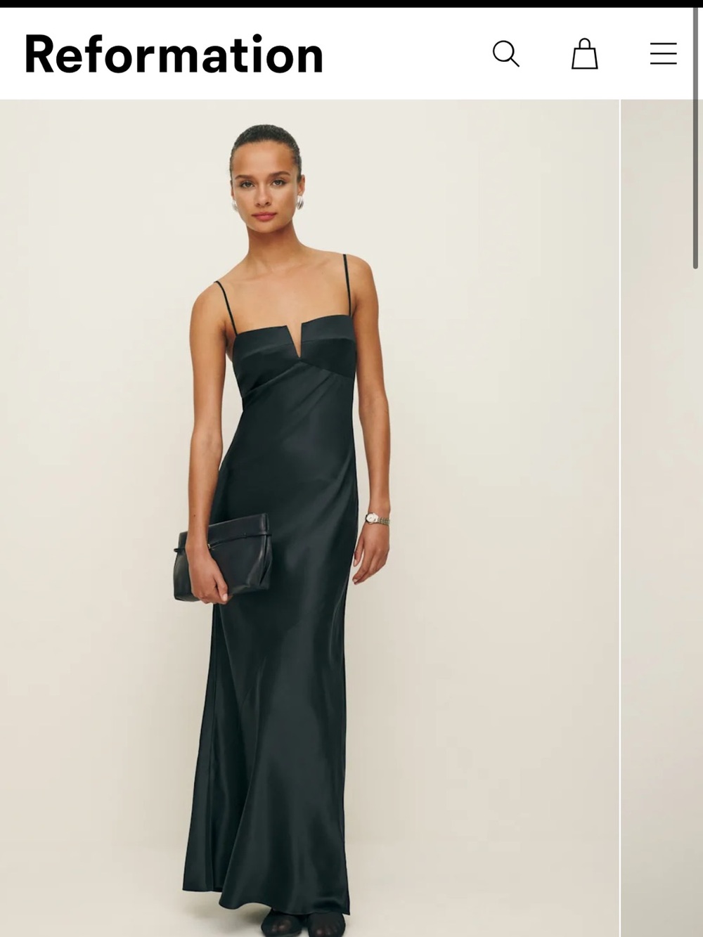 Black silk reformation Brie dress